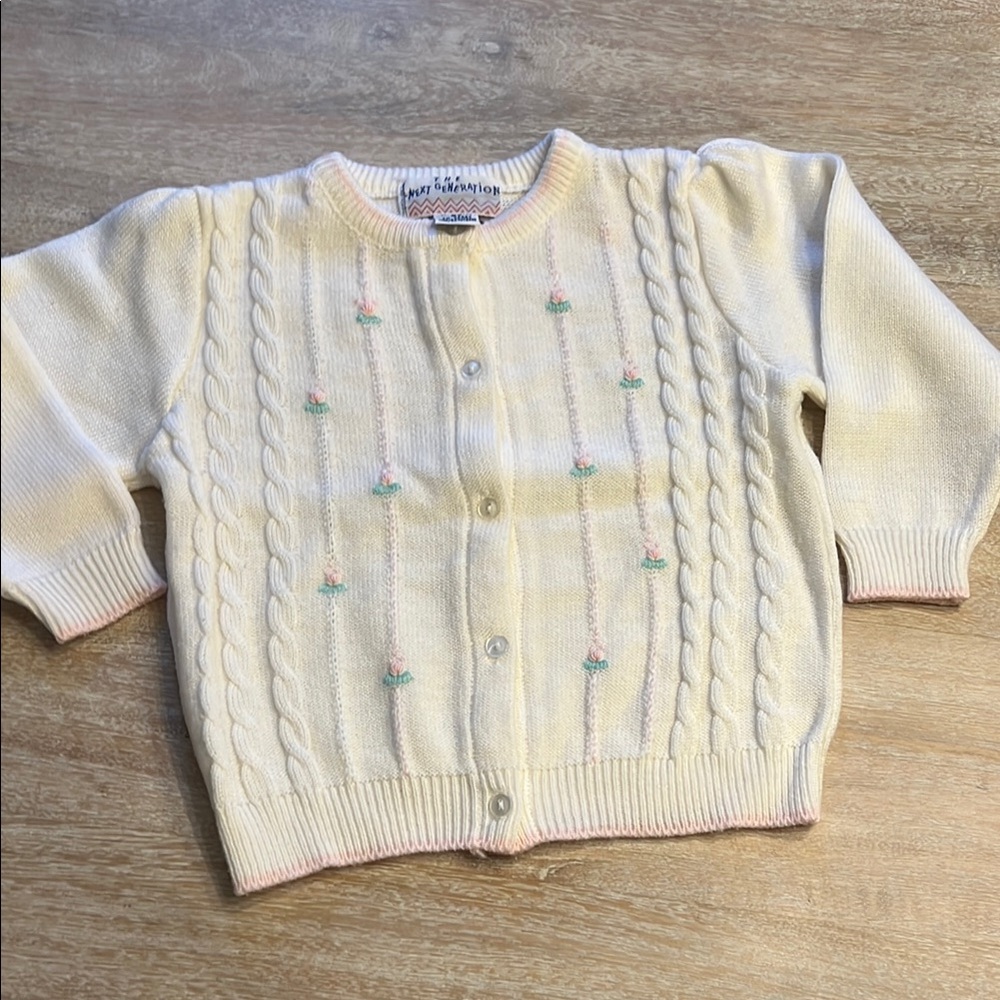 Vintage girls 3T rosette cardigan VGUC